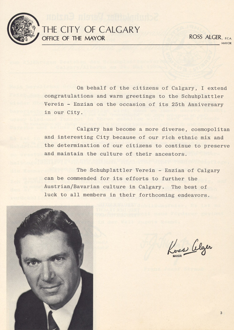 The letter from Mayor of Calgary